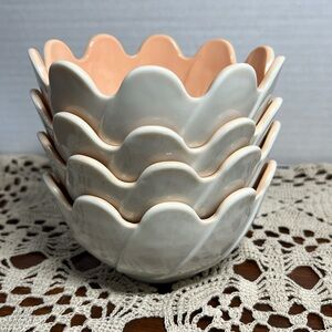 Vintage Anchor Hocking Moderntone Platonite Peach Sauce Bowls – Set of 4